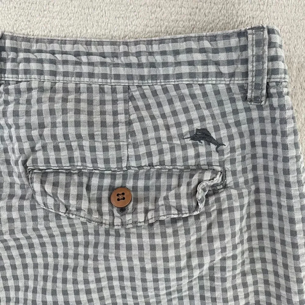 Tommy Bahama Chino Shorts Men 38 Grey‎ Seersucker Marlin Beach Vacation Casual